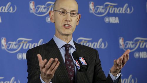 NBA commissioner Adam Silver is a convincing fellow, but he'd have a hard time selling early vaccinations for his players. (AP Photo/Jeff Chiu, File)