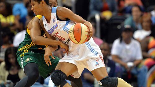 Atlanta’s Angel McCoughtry is entering her eighth season in the WNBA. BRANT SANDERLIN /BSANDERLIN@AJC.COM .