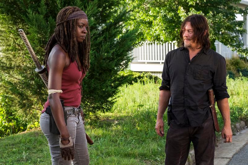  Danai Gurira as Michonne, Norman Reedus as Daryl Dixon - The Walking Dead _ Season 8, Episode 8 - Photo Credit: Gene Page/AMC
