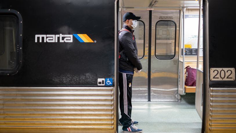 MARTA has not required passengers to wear masks. But beginning Monday it will distribute free masks to help prevent the spread of COVID-19. Ben@BenGray.com for the Atlanta Journal-Constitution