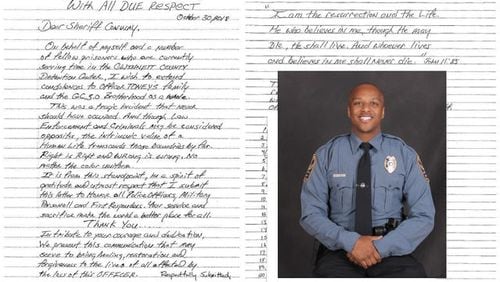 The office of Gwinnett County Sheriff Butch Conway shared a letter from a group of inmates to the agency’s Facebook page on Friday.