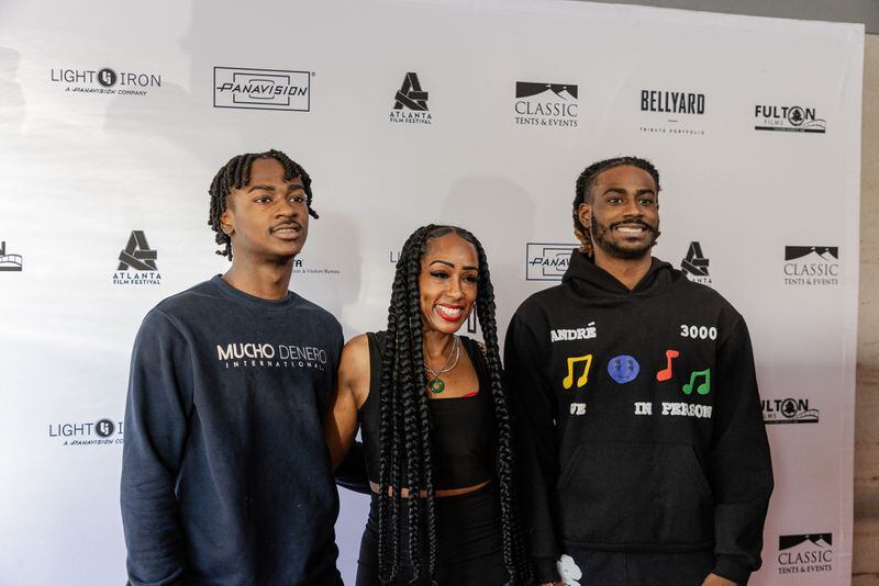 Family of hip-hop industry icon Rico Wade poses for photos before the screening of "The South Got Something to Say" at the Atlanta Film Festival at the Plaza Theater on May 1, 2024.