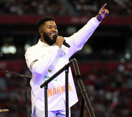 Georgia native Kahlid performs at Ed Sheeran's sold-out Mercedes Benz Stadium on Saturday, May 27, 2023 on his +=÷x tour. 
Robb Cohen for The Atlanta Journal-Constitution