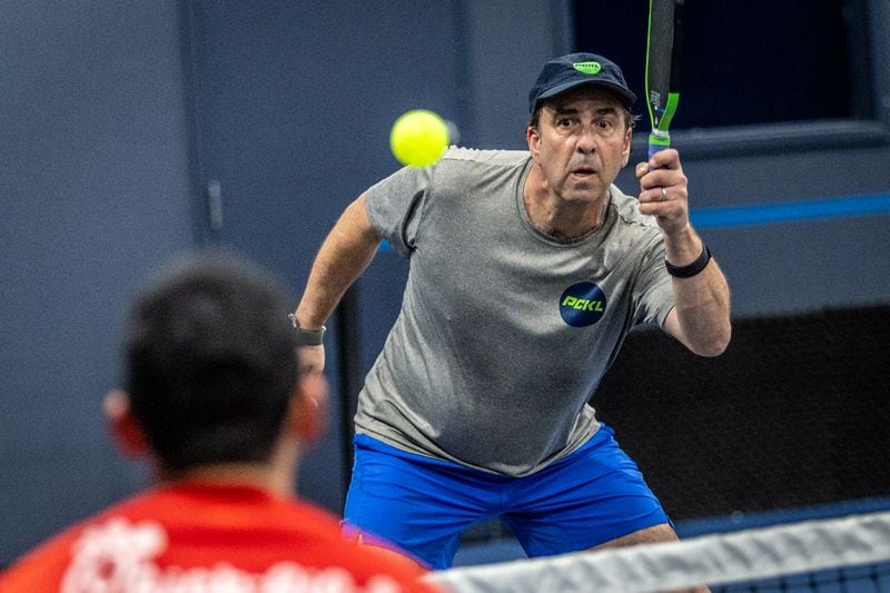 Dan Granot, ranked among the top 10 senior pro pickleball players in the country, says that he developed a herniated disc last year and couldn’t play for five or six months. “My lower back is still tight, but I do a lot of stretching.” (Steve Schaefer/steve.schaefer@ajc.com)