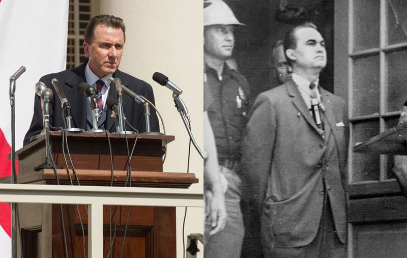 George Wallace was played by Tim Roth in "Selma." (Left photo: Curtis Baker/Paramount Pictures. Right photo: Calvin Hannah/Tuscaloosa News)