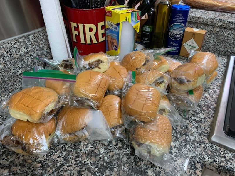 Barbecue sandwiches ready for delivery. Courtesy of Hal Boyd