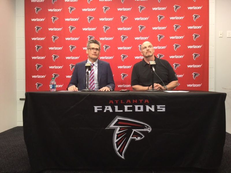 Falcons general manager Thomas Dimitroff met with the media for the first time since Arthur Blank said he would be retained by the team. (By D. Orlando Ledbetter)
