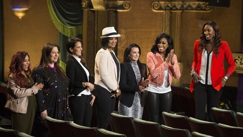 THE NEW CELEBRITY APPRENTICE -- "In Here You Can Call Me Governor" Episode 1502 -- Pictured: (l-r) Nicole "Snooki" Polizzi, Carnie Wilson, Brooke Burke-Charvet, Laila Ali, Kyle Richards, Porsha Williams, Lisa Lewis -- (Photo by: Luis Trinh/NBC)