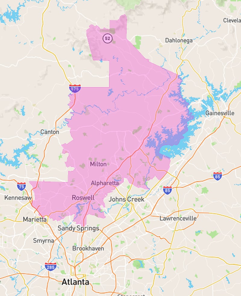 Map of Georgia's 6th Congressional District in 2022.