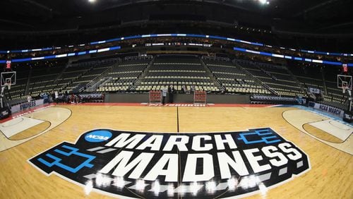 Signage as seen before the first round of the 2018 NCAA Men's Basketball Tournament at PPG PAINTS Arena in Pittsburgh. (Rob Carr/Getty Images/TNS)