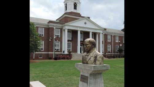 This bust of W.E.B. DuBois sits on the campus of Clark Atlanta University, where he taught from 1896 to 1913. (Courtesy of Clark Atlanta University)
