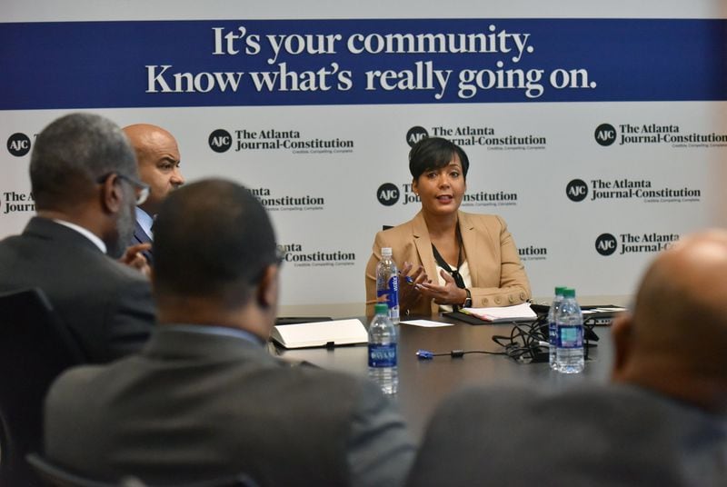 Atlanta Mayor Keisha Lance Bottoms speaks during an Atlanta Journal-Constitution editorial board meeting on Wednesday, December 19, 2018. HYOSUB SHIN / HSHIN@AJC.COM