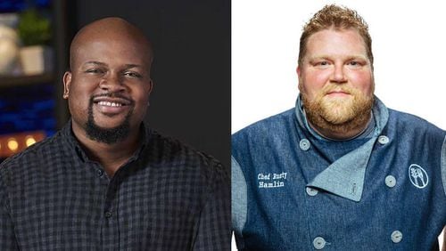 Dave Rose of Big Green Egg Grill and Rusty Hamlin of the Zac Brown Band and Atkins Park are competing on the 13th season of "Food Network Star." CREDIT: Food Network Star (left); Facebook public profile photo (right)