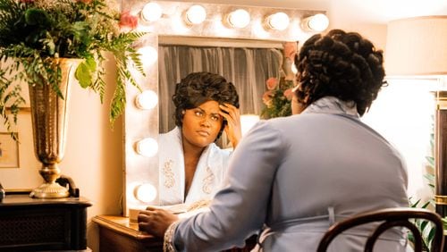 Danielle Brooks portrays gospel icon Mahalia Jackson in the Lifetime film "Robin Roberts Presents: Mahalia Jackson," directed by Kenny Leon. Courtesy of Lifetime