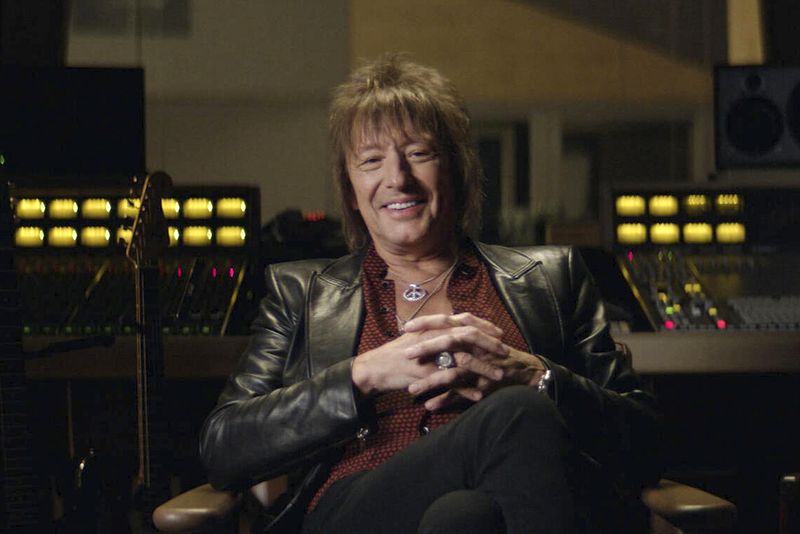 This image released by Hulu shows Richie Sambora in a scene from the four-part docuseries "Thank You, Good Night: The Bon Jovi Story," premiering April 26. (Disney/Hulu via AP)