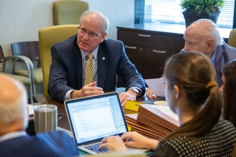 Development Authority of Fulton County CEO Al Nash (center) makes a comment during a meeting at the Fulton County Government Center in Atlanta on Thursday, Aug. 22, 2019. (Photo by Phil Skinner)