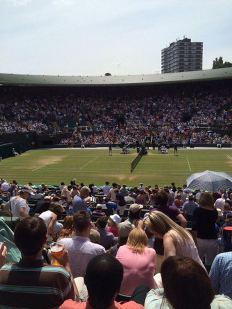 A visit to Wimbledon. Ollie Schniederjans 2014 summer trip to England and Scotland. The view from Schniederjans' seat at Court 1 at Wimbledon. (all photos courtesy of Ollie Schniederjans)