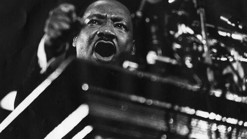 Martin Luther King Jr. speaking at Vermont Avenue Baptist Church in Washington in 1968. Washington Post photo by Matthew Lewis.