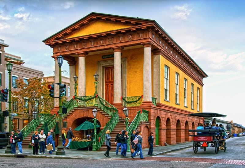 Market Hall is a Greek Revival style building  and is part of a Colonial era historic market complex in downtown Charleston, South Carolina.  Located on Meeting Street, the building is listed on the National Register of Historic Places and is designated a National Historic Landmark.