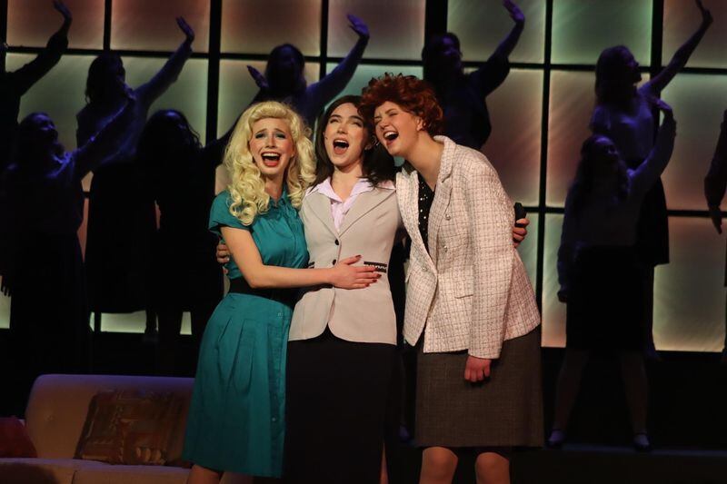 Decatur High School’s “9 to 5” cast members include, from left, Elena Torres, Izzy Irby, and Lorelei Calder. The show is nominated for 10 Georgia High School Musical Theatre Awards this year. 
Courtesy of Decatur High School.