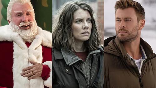 Tim Allen reprises his role as Santa in a new miniseries "The Santa Clauses" on Disney+, Lauren Cohan will be part of the series finale of "The Walking Dead" on AMC and Chris Hemsworth seeks ways to slow aging in Disney+'s "Limitless." DISNEY+/AMC