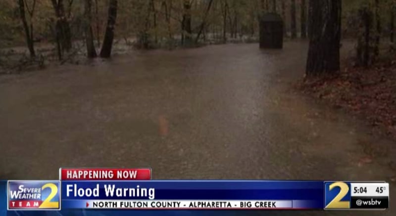 Big Creek near Alpharetta is flooding, Channel 2 Action News reported.