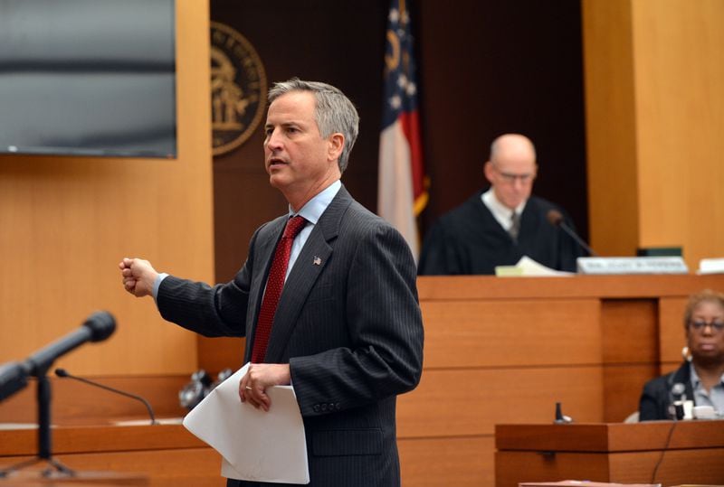 Ken Hodges, attorney for Sen. Don Balfour, R-Snellville, gives closing arguments on December 18, 2013. Hodges said deliberations in the Tex McIver case have lasted longer than they do in most cases. BRANT SANDERLIN /BSANDERLIN@AJC.COM