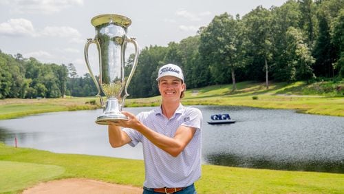 JOHNS CREEK, Ga. -- Jake Peacock wins the men's 2023 GSGA Amateur Championship at Rivermont Golf Club on Sunday, July 16, 2023. PHOTO: Kate Awtrey-King