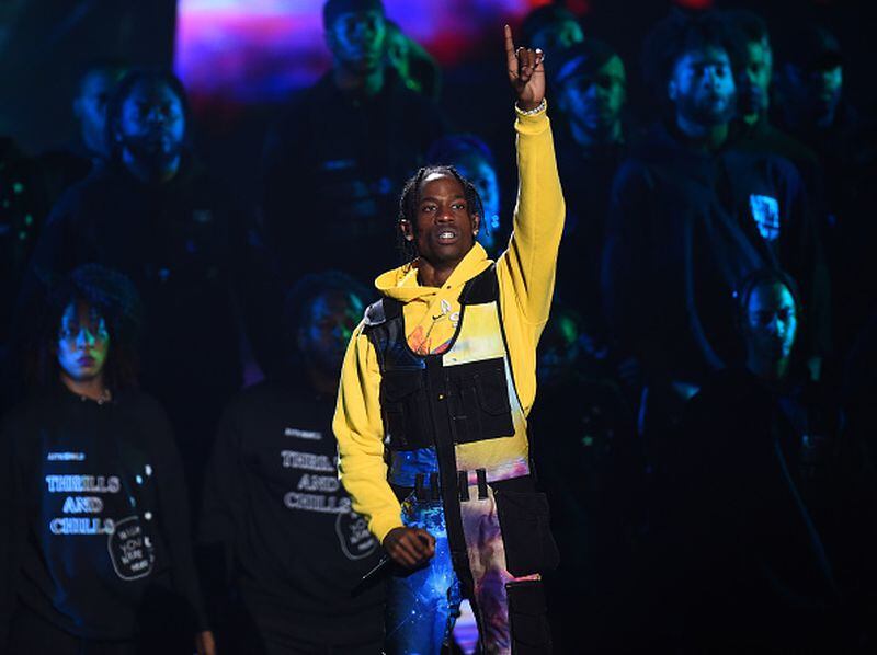  Travis Scott performs onstage during the 2018 MTV Video Music Awards .