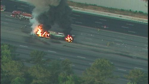 All lanes of I-75 in Henry County were shut down at one point Tues., May 31, 2016. (Credit: Channel 2 Action News)