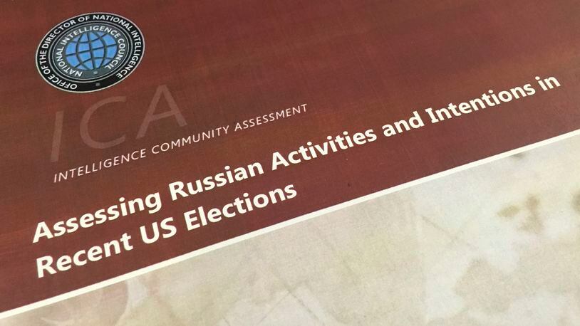 A part of the declassified version Intelligence Community Assessment on Russia's efforts to interfere with the U.S. political process. AP/Jon Elswick