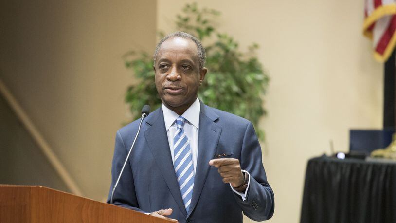 DeKalb County CEO Michael Thurmond speaks during a DeKalb County Board of Commissioners meeting in March. ALYSSA POINTER/ALYSSA.POINTER@AJC.COM