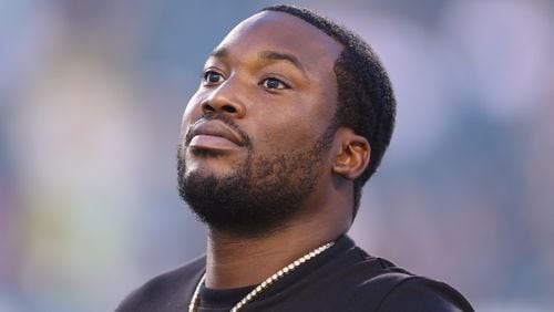 Rapper Meek Mill looks on before the game between the Atlanta Falcons and the Philadelphia Eagles at Lincoln Financial Field on Sept. 6, 2018, in Philadelphia, Pennsylvania.