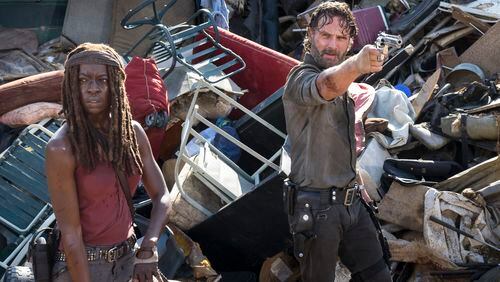 Danai Gurira as Michonne, Andrew Lincoln as Rick Grimes - The Walking Dead _ Season 8, Episode 10 - Photo Credit: Gene Page/AMC