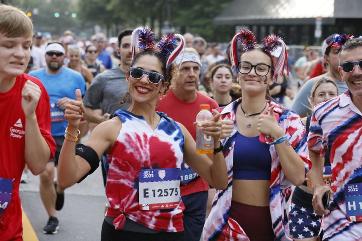 Runners in the 53rd running of the Atlanta Journal-Constitution Peachtree Road Race in Atlanta on Monday, July 4, 2022. (Miguel Martinez / Miguel.MartinezJimenez@ajc.com)