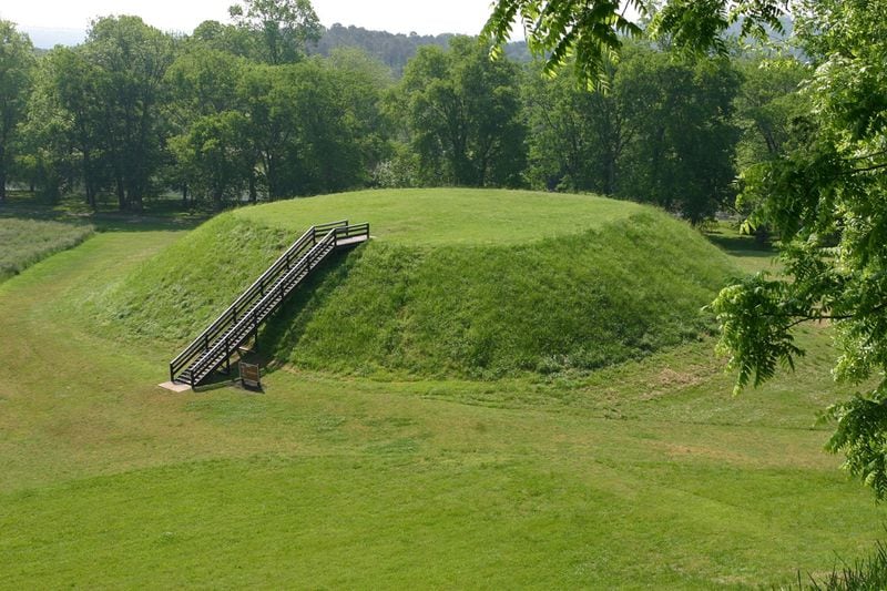 The Etowah Indian Mounds were built and occupied in phases beginning around A.D. 1000. CONTRIBUTED BY GEORGIA DEPARTMENT OF NATURAL RESOURCES