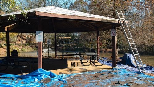 One of the pavilions under renovation at Newtown Park in Johns Creek. COURTESY CITY OF JOHNS CREEK