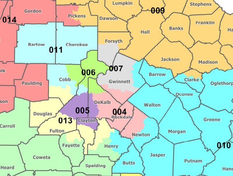 Georgia's 5th Congressional District arguably covers most of what people think when they say “Atlanta” — including portions of Clayton, DeKalb and Fulton counties. (Georgia Legislature)