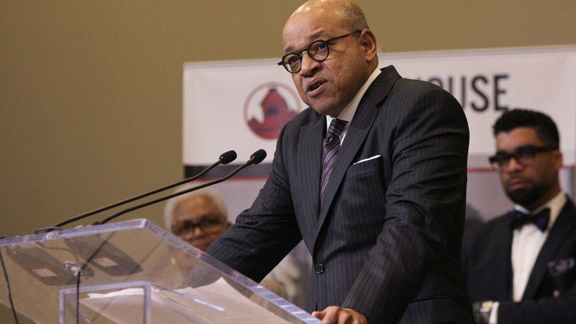 Dr. David A. Thomas, the new president of Morehouse College in Atlanta, addresses the public at his first news conference at Morehouse College in Atlanta, Georgia on Friday, January 12, 2018. (REANN HUBER/REANN.HUBER@AJC.COM)
