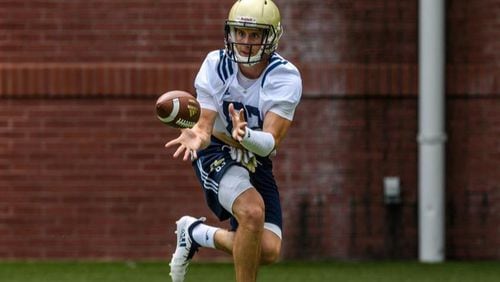 Georgia Tech wide receiver Brad Stewart in a preseason practice August 4, 2018. Stewart has started 29 games, including the past 27.