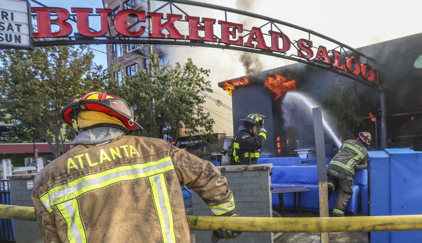 A raging fire at the Buckhead Saloon on Monday morning has shut down a portion of Roswell Road for several hours.
