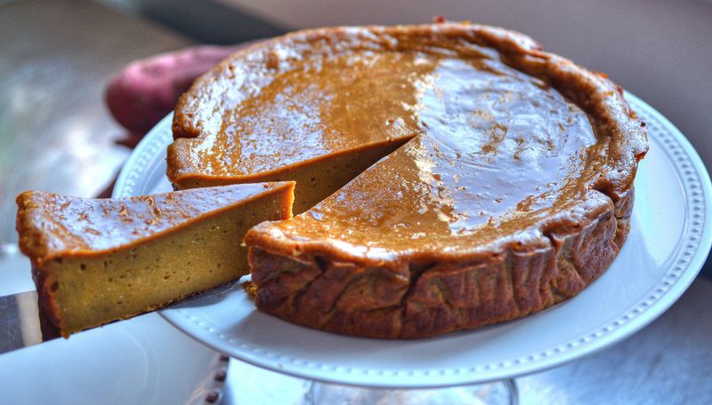 Nik Sharma includes his grandmother’s recipe for Sweet Potato Bebinca, a flan-like Goan pudding, in his rapturously received new cookbook, “Season: Big Flavors, Beautiful Food” (Chronicle Books, $35). (PHOTO CONTRIBUTED BY CHRIS HUNT; STYLING BY WENDELL BROCK)