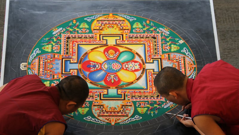 A group of Tibetan Buddhist monks visited the Oxford College of Emory University the week of Feb. 20 to create a carefully crafted sand mandala. The artwork crafted during the ancient Tibetan ritual took 30 hours to create, only to be destroyed within moments.