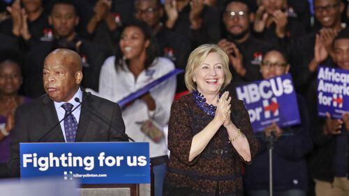 Oct. 30, 2015 - Atlanta - Congressman John Lewis introduces Hillary Clinton. Democratic presidential candidate Hillary Clinton launched "African Americans for Hillary" at a grassroots organizing event at Clark Atlanta University. BOB ANDRES / BANDRES@AJC.COM