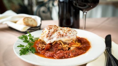 The home-style lasagna oozes with Bolognese and cheese at Nino’s. (Mia Yakel)
