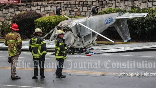 The single-engine plane crashed outside a retirement community on North Decatur Road, blocks from Emory Decatur Hospital. No one was injured, according to DeKalb County authorities.