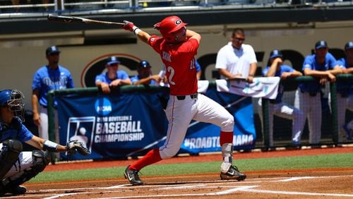 Georgia third baseman Aaron Schunk (22) during the Bulldogs' NCAA tournament game against Duke at Foley Field in Athens, Ga., on Monday, June 4, 2018. (Photo by Steffenie Burns/UGA)