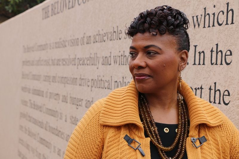 Bernice King, the daughter of the Rev. Martin Luther King, Jr., outside of King Center. (AP Photo/Robert Ray)