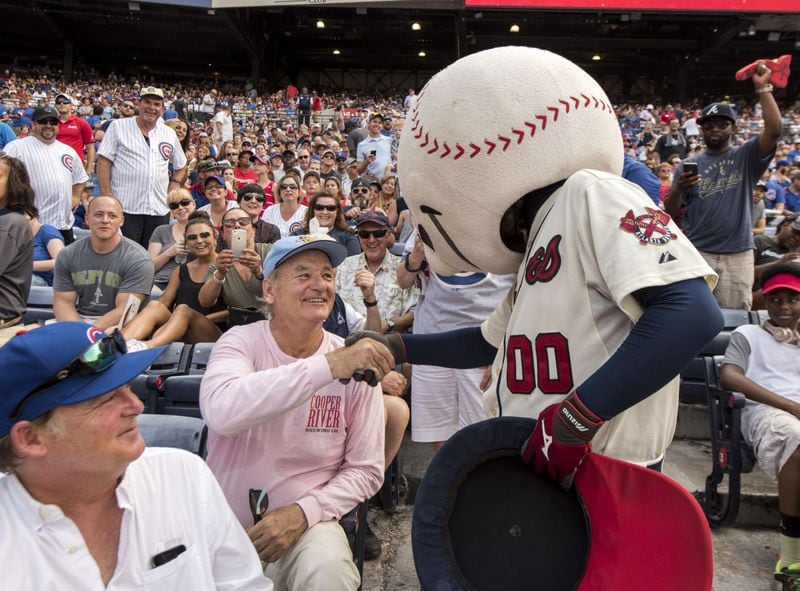 Bill Murray and his new friend at the Chicago Cubs/Atlanta Braves game at Turner Field on June 11. Photo by Kyle Hess/Beam/Atlanta Braves/Getty Image