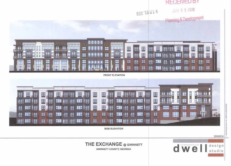 “The Exchange @ Gwinnett,” as it’s listed in a rezoning application recently submitted to Gwinnett County’s planning department, would include about 500 apartments. It also would involve roughly 400,000 square feet of non-residential development, including a hotel, a fitness center and “a golf entertainment complex and driving range with a full-service restaurant and bar.”